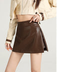 Brown PU Skorts