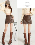 Brown PU Skorts