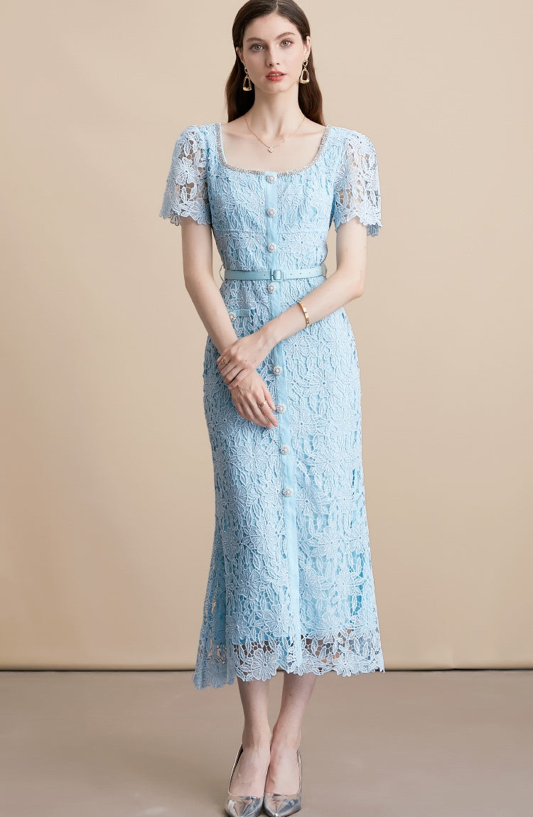 chinese dress ladies Surreal Lace-Up Back Tulle Midi Dress Mint– Selfie Leslie