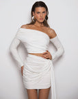 Pleated Off shoulder Skirt Set