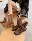 Brown Embroidered Cowboy Boots