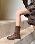 Brown Embroidered Cowboy Boots