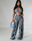 Aspen Hollow Cut Out Denim Pants
