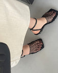 Mesh Toe Wedge Heels