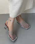 Mesh Toe Wedge Heels