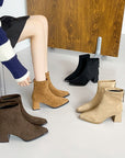 thick ankle suede boots with zipper
