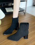 thick ankle suede boots with zipper