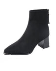thick ankle suede boots with zipper