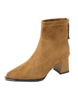 thick ankle suede boots with zipper