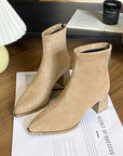 thick ankle suede boots with zipper