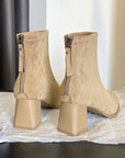 thick ankle suede boots with zipper