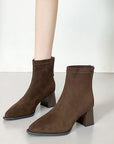 thick ankle suede boots with zipper
