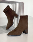 thick ankle suede boots with zipper