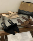 Velvet Furry Kitten Heels Mules