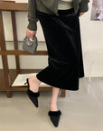 Velvet Furry Kitten Heels Mules