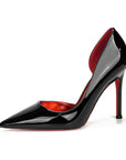Classic Louboutin Red Bottom Glittery Side Hollow Heels- Superior