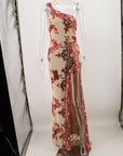 Floral Sequin High Slit Party Gown