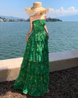 Green Cupcake Strapless maxi Dress