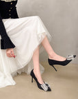 Rhinestone studded high heels