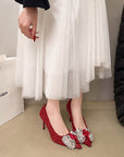Rhinestone studded high heels