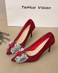 Rhinestone studded high heels