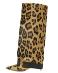 Black Givenchy Style knee-high boot with a gold buckle