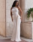 One Shoulder Synched Waist Maxi Dress