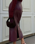 Faux Leather Midi Skirt