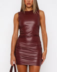 Faux Leather Bodycon Short Dress