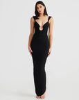 Plunged Neck Backless Maxi Dress