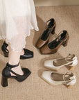Keya France Style Strappy Block Heels