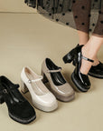 Strappy Sparkling Platform Maryjane Block Heels