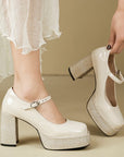 Strappy Sparkling Platform Maryjane Block Heels
