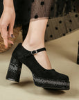 Strappy Sparkling Platform Maryjane Block Heels