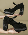Strappy Sparkling Platform Maryjane Block Heels