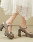 Strappy Sparkling Platform Maryjane Block Heels