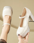 Strappy Sparkling Platform Maryjane Block Heels
