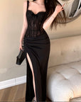 Black Corset Slit Dress