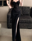 Black Corset Slit Dress