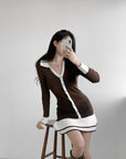 Polo Collar long sleeves knit mini Dress