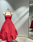Red Halter Corset Flouncy Dress