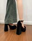 Rhinestone studded Black platform heels