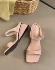 Beige Low Wedge Heels