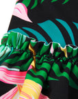 Black Two Piece Floral Print Flounce Tankini Set