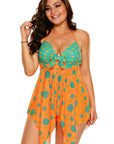 Orange Blue Cute Polka Dot Print 2 Pc Swimsuit