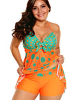 Orange Blue Cute Polka Dot Print 2 Pc Swimsuit