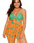 Orange Blue Cute Polka Dot Print 2 Pc Swimsuit