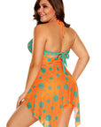 Orange Blue Cute Polka Dot Print 2 Pc Swimsuit