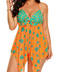 Orange Blue Cute Polka Dot Print 2 Pc Swimsuit