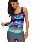 Blue Abstract Printed Camisole Tankini Top